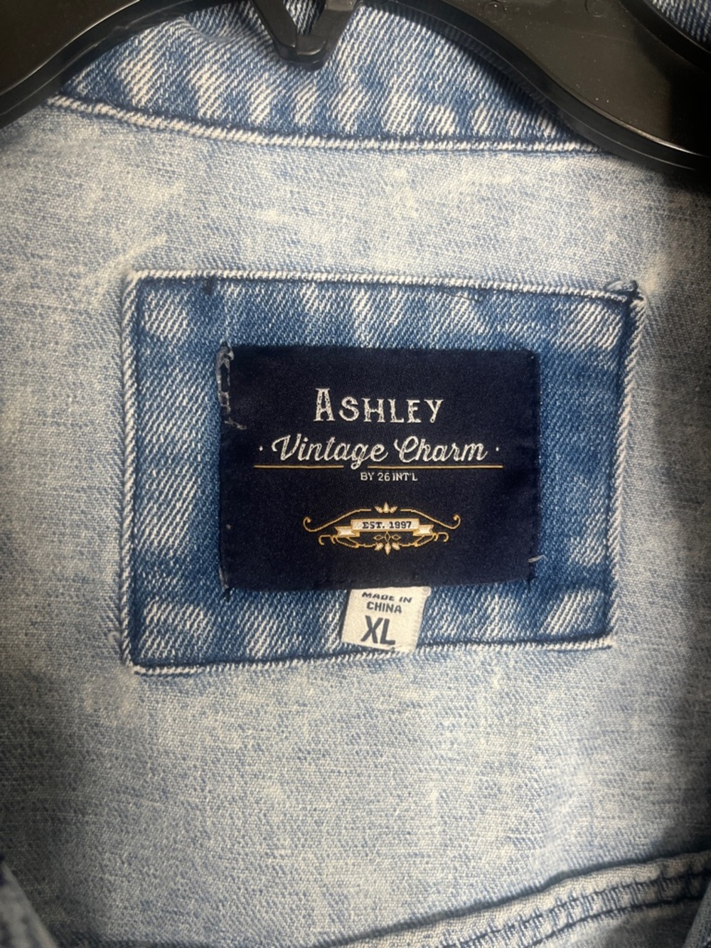 Ashley Vintage Acid Wash Cropped Denim Jacket - Light Blue - Picture 2 of 4